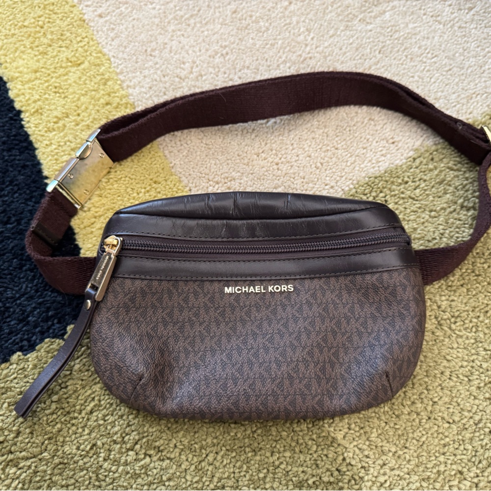 Michael Kors Brown Belt Bag with Monogram Design